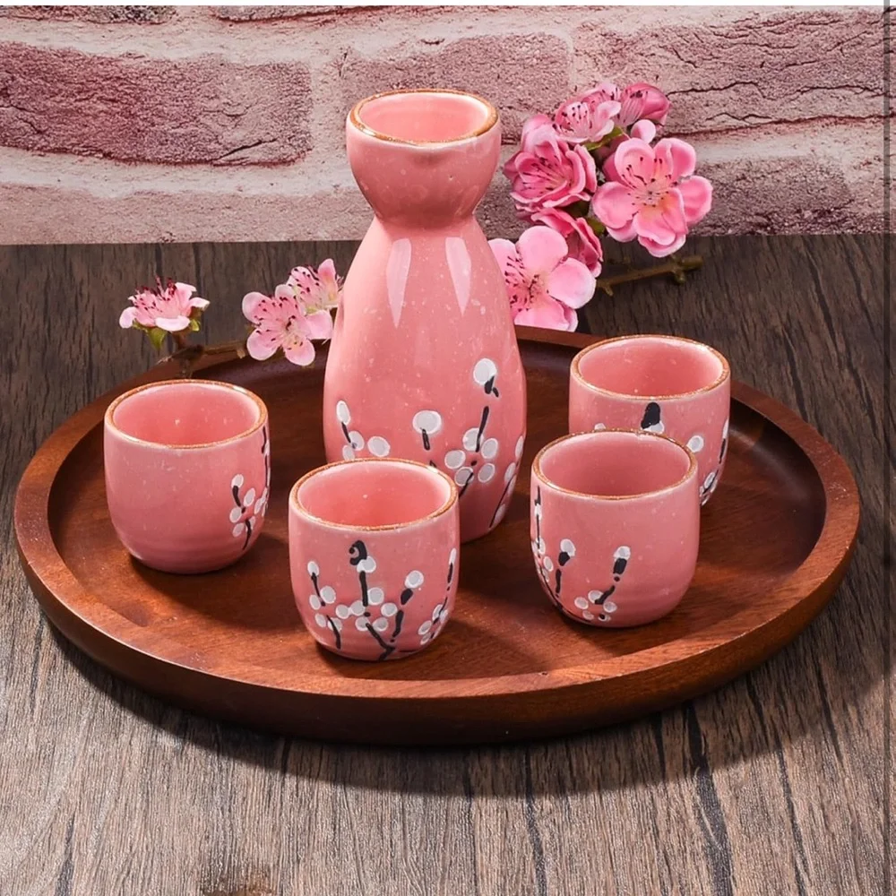 Pink Cherry Blossom Sake Set